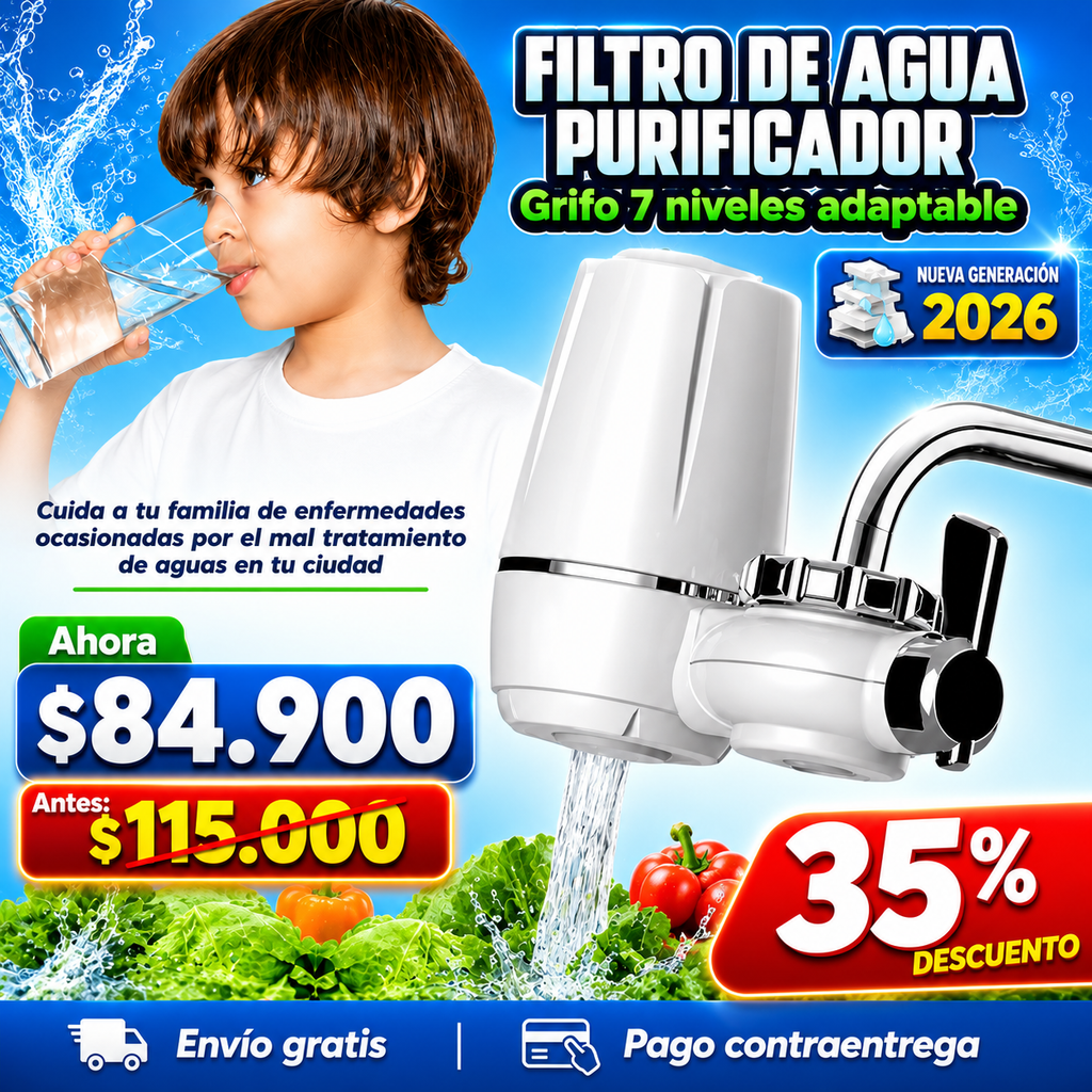 Filtro Purificador de Agua para Grifo – 7 Niveles de Filtración | 🔥 Más de 1.500 unidades vendidas
